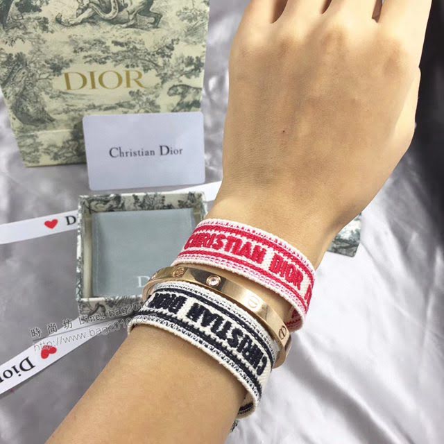 Dior飾品 迪奧經典熱銷款刺繡針織手環 迪奧DIOR編織伸縮流蘇手繩  zgd1226